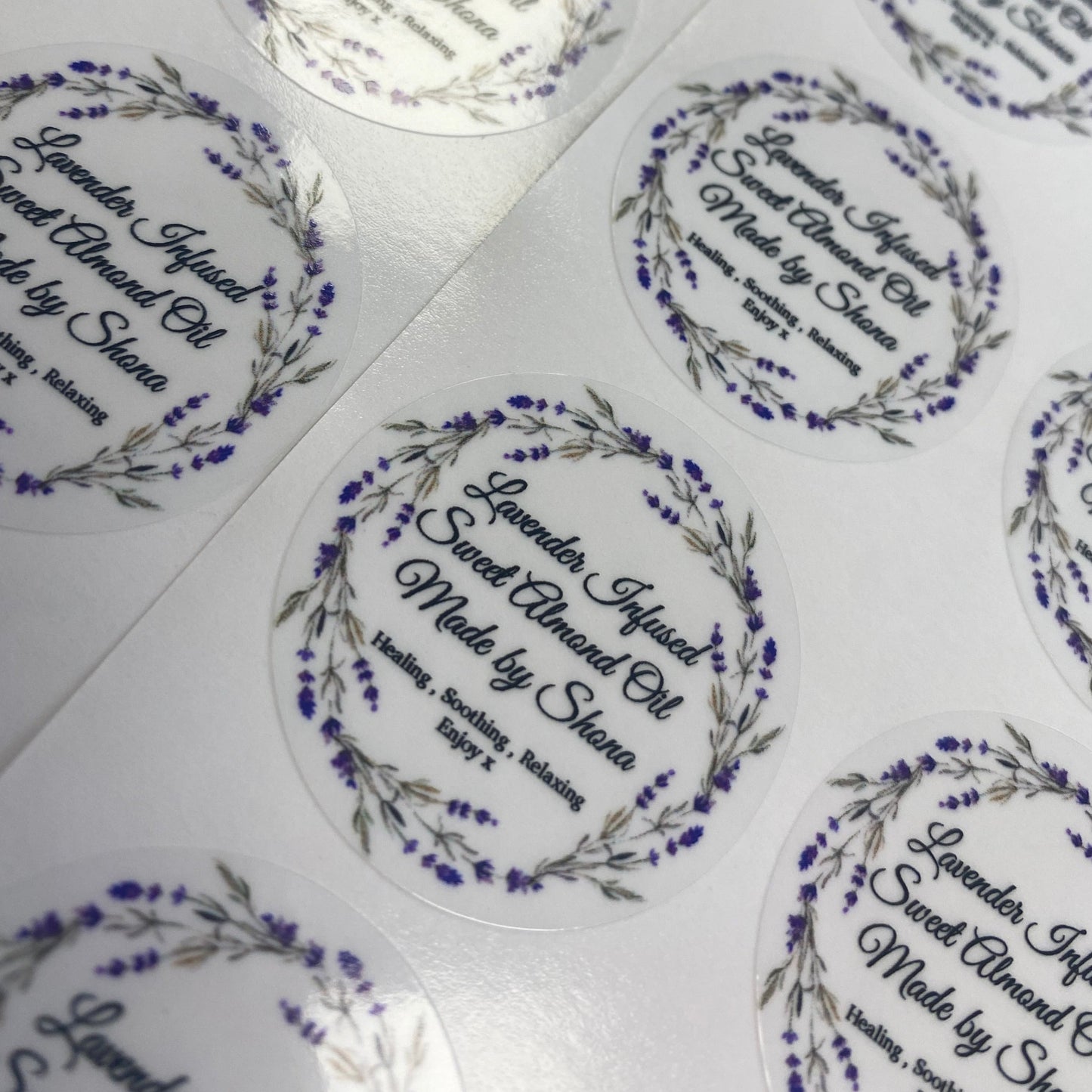 Lilac Avena Flowers Wreath Stickers I Nature theme Heather purple design labels I Personalised Text Date Names I Wedding Hen do