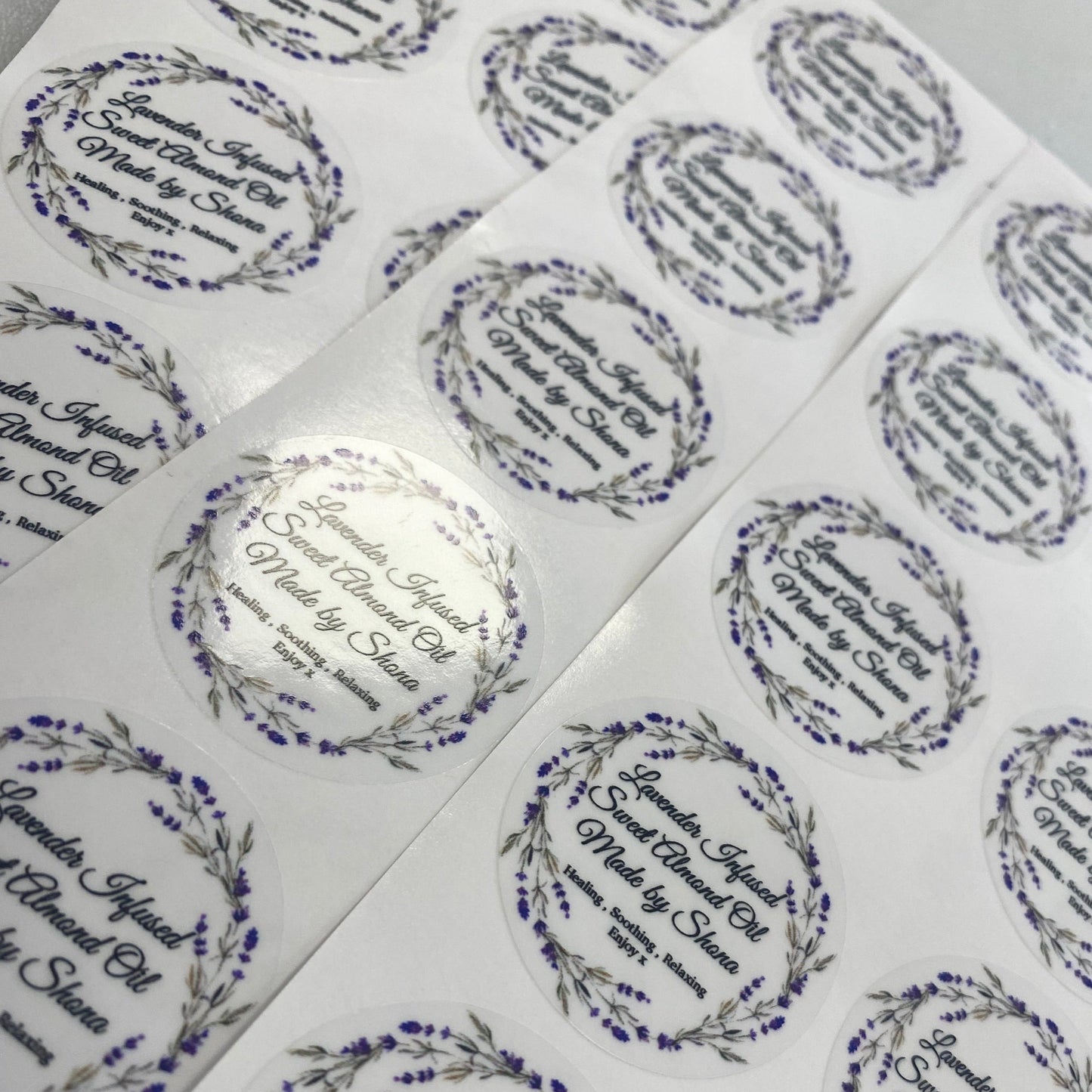 Lilac Avena Flowers Wreath Stickers I Nature theme Heather purple design labels I Personalised Text Date Names I Wedding Hen do