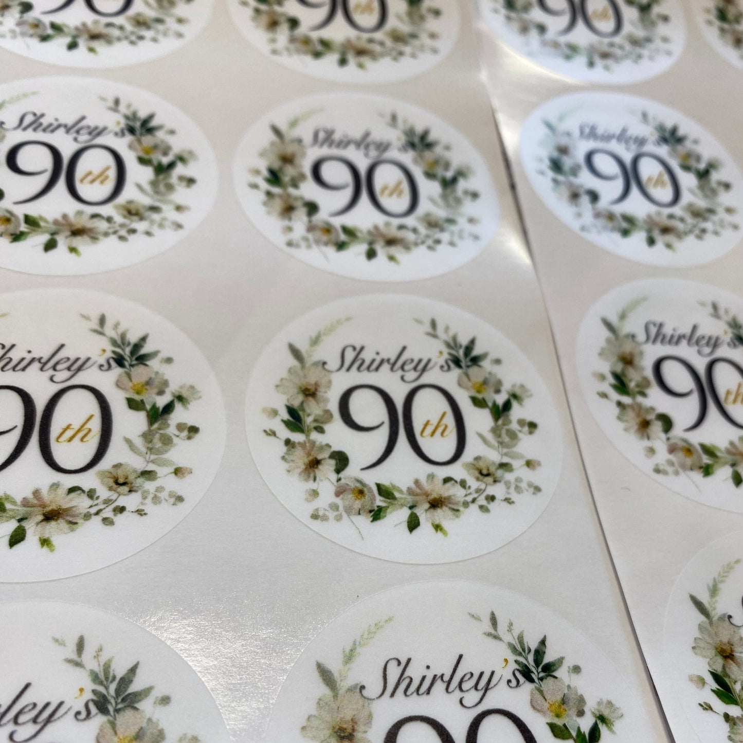 Blanche Botanical Floral Stickers I Wedding & Party I Personalised text labels for favours