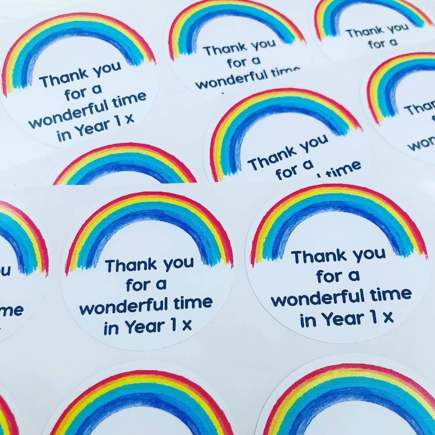 Thank you Personalised Rainbow Stickers I End of the School Year I Teachers Gift | Labels For Favours