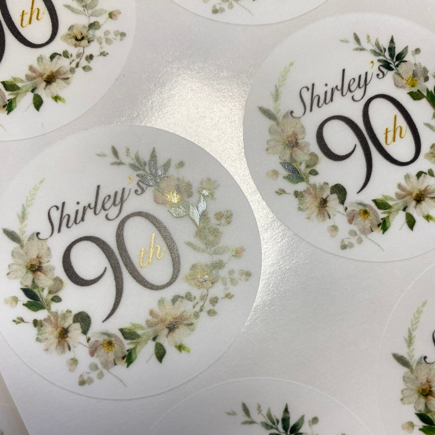 Blanche Botanical Floral Stickers I Wedding & Party I Personalised text labels for favours