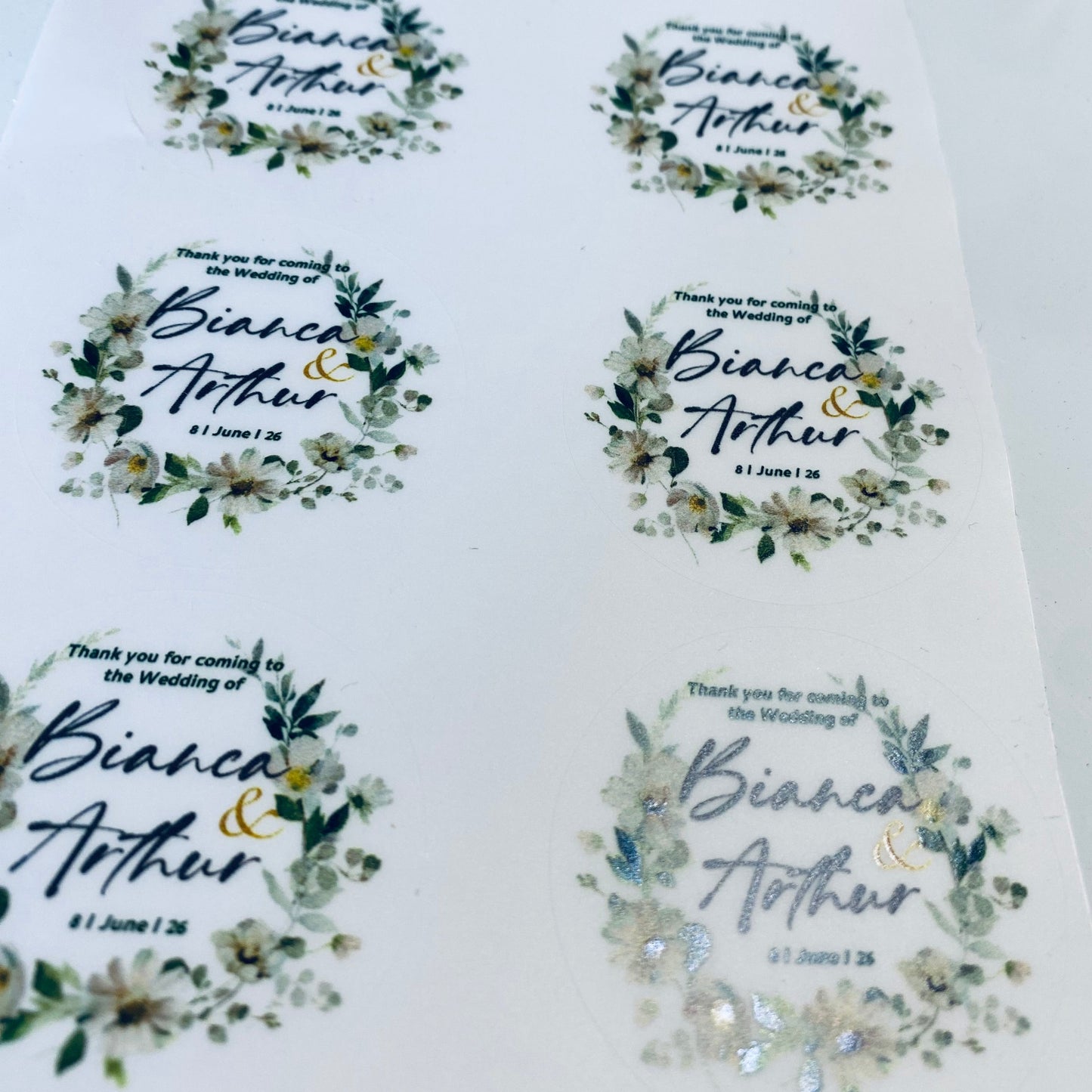 Blanche Botanical Floral Stickers I Wedding & Party I Personalised text labels for favours