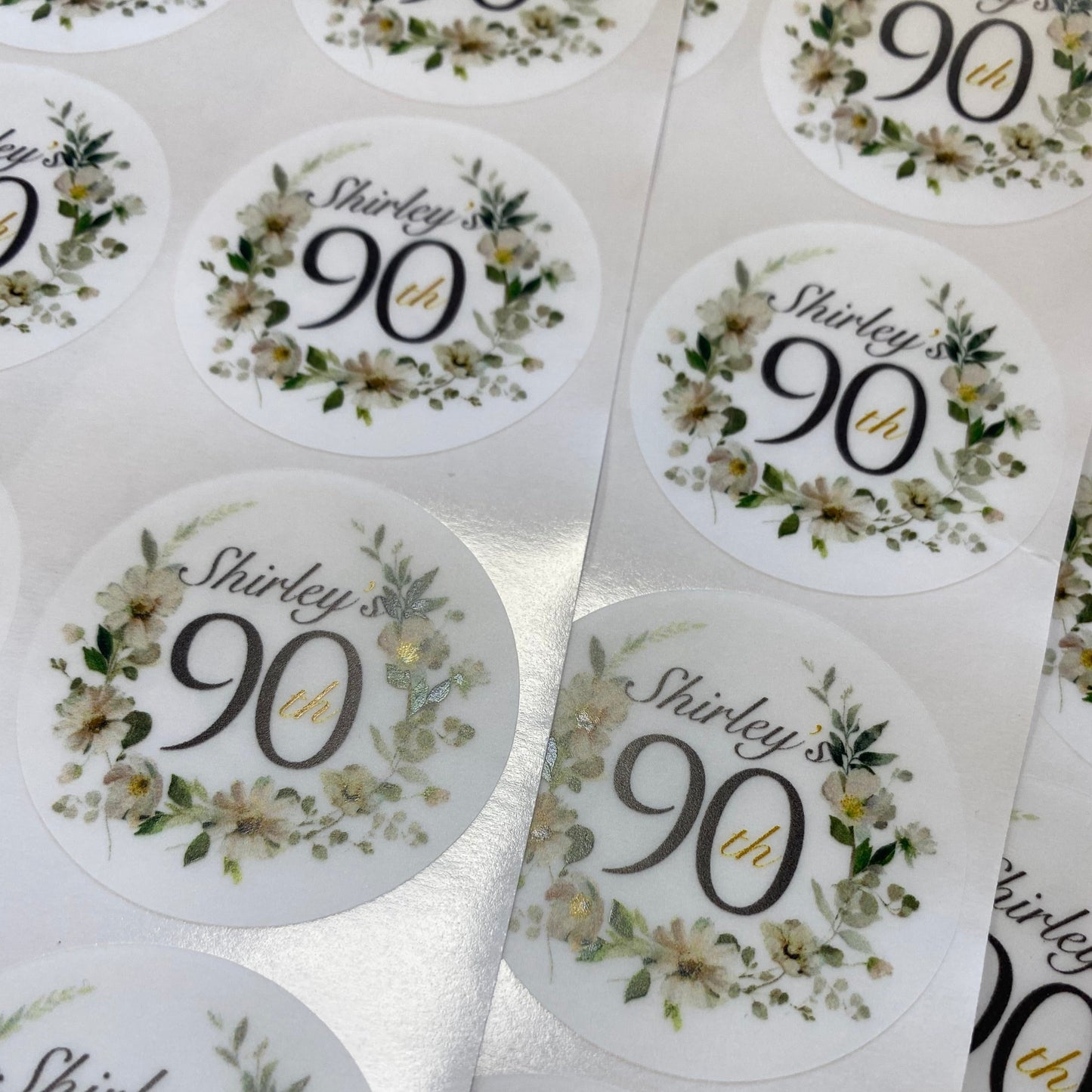Blanche Botanical Floral Stickers I Wedding & Party I Personalised text labels for favours