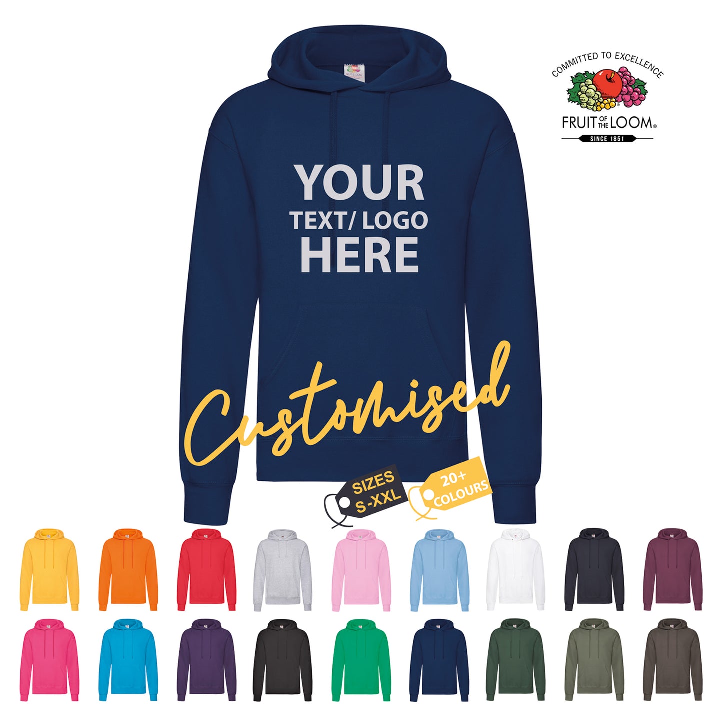 Personalised Printed Hoodie | Photo Text Slogan Logo | Make your own | Gift idea | Unisex