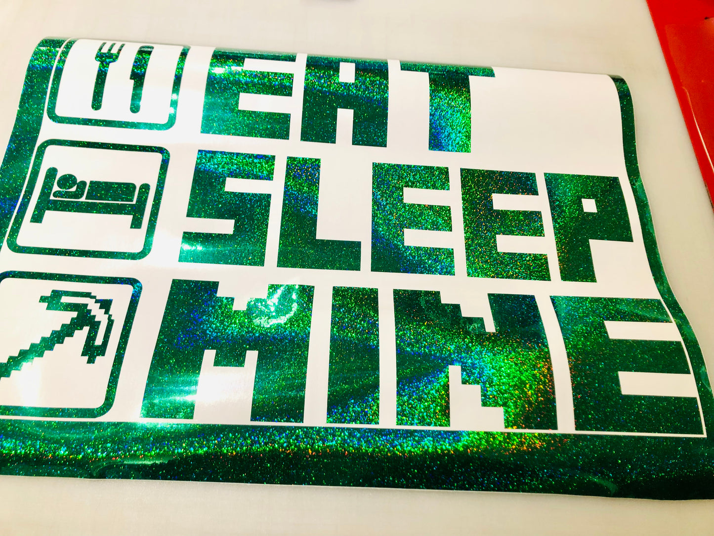 Minecraft EAT SLEEP MINE Sticker | Vinyl Wall Decal | Bedroom Decoration Stickers | Kids Teen Bedroom Furniture Glass