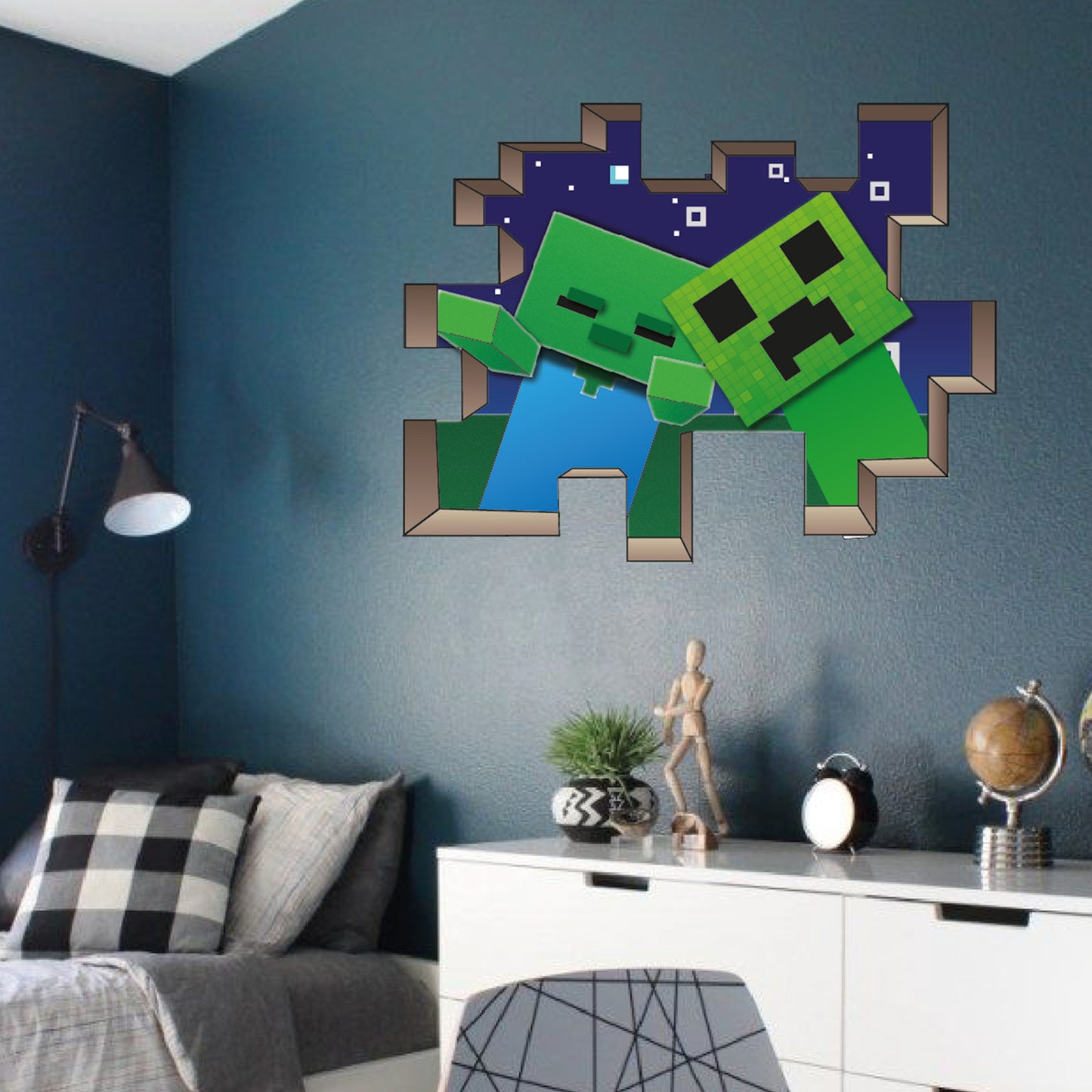 Minecraft Endgame Creeper 3D Hole In The Wall Sticker Bedroom Mural Decal MIUK