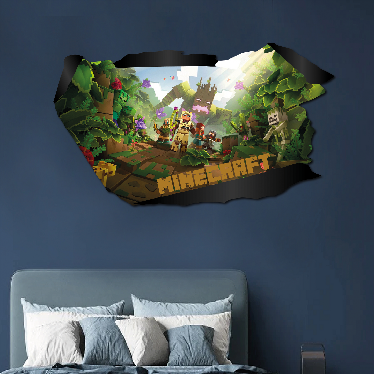 Mine-craft DUNGEON Wall Sticker I Green Theme Mine craft Wall Mural I Kids Teen Bedroom Decor I Wall Decal