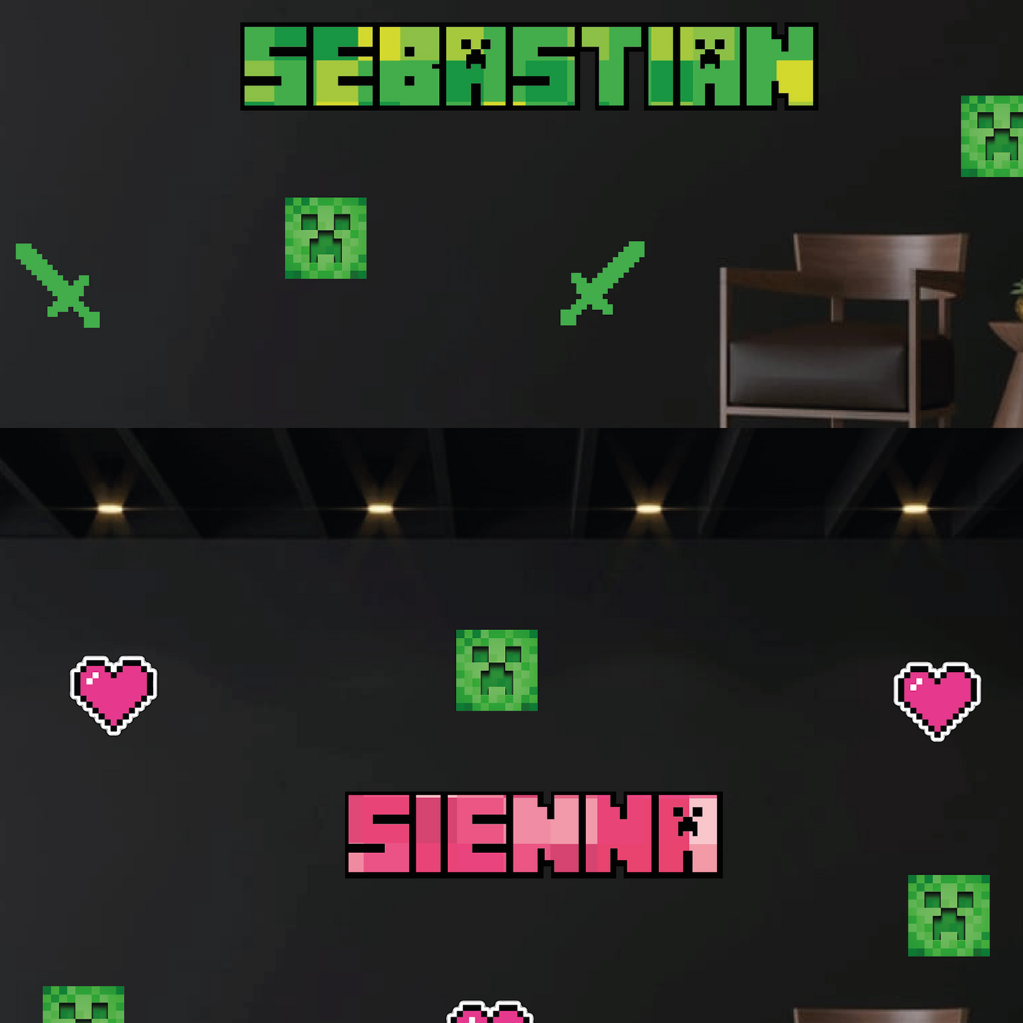 Minecraft SKIN Emoji Wall Name Sticker | Bedroom Decor | Kids Teen Bedroom Furniture
