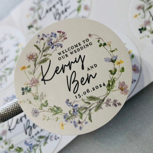Meadow Flowers Stickers  I  Wild Flowers Arrangements I Wedding and Occasions Favours