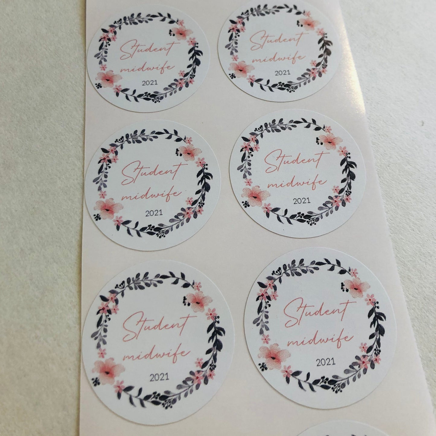Pale Rose Gold Flowers wreath | HEN PARTY Stickers I Personalised Bridesmaid Wedding