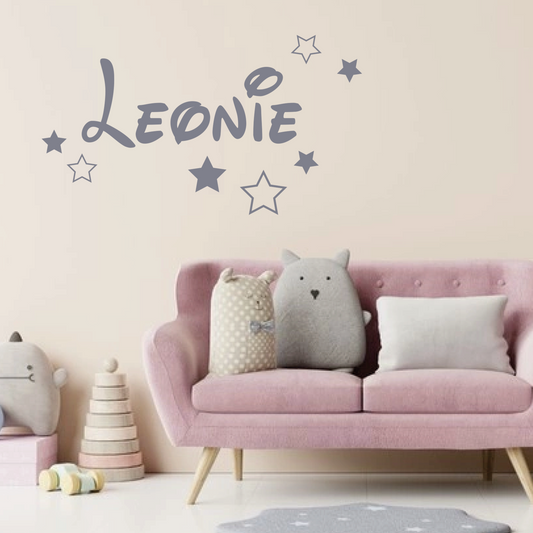 Disney Inspired Personalised Name Wall Decal | Stars Wall Stickers | Nursery and Kids Bedroom