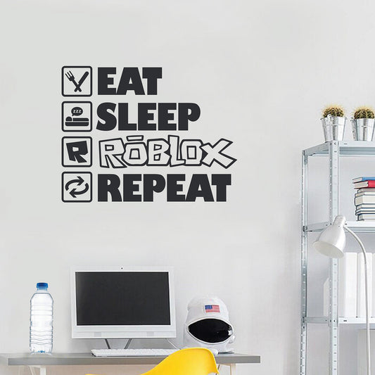 Eat Sleep Roblox REPEAT Wall Sticker I Bedroom Decor I Kids Teen Bedroom