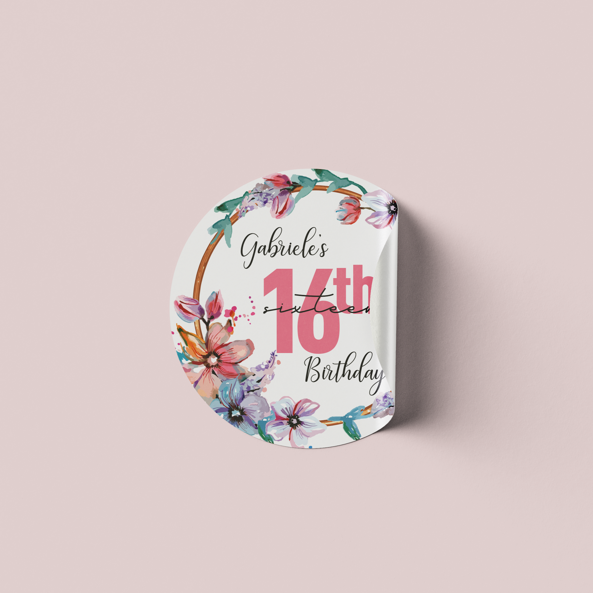 Sweet 16th party stickers