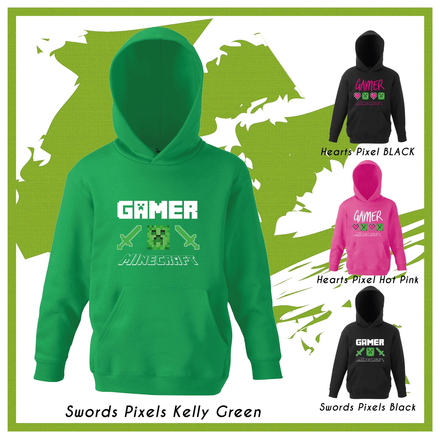 Mine craft Gamer Pixels Creeper Hoodie Kids 5 6 7 8 9 11 12 13 14 15 Years Junior jumper