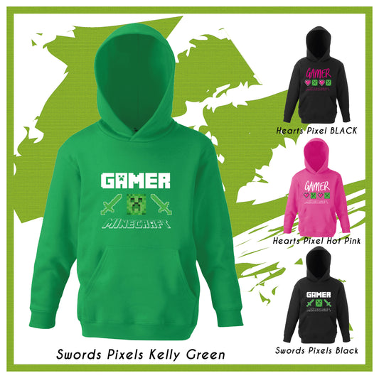 Mine craft Gamer Pixels Creeper Hoodie Kids 5 6 7 8 9 11 12 13 14 15 Years Junior jumper
