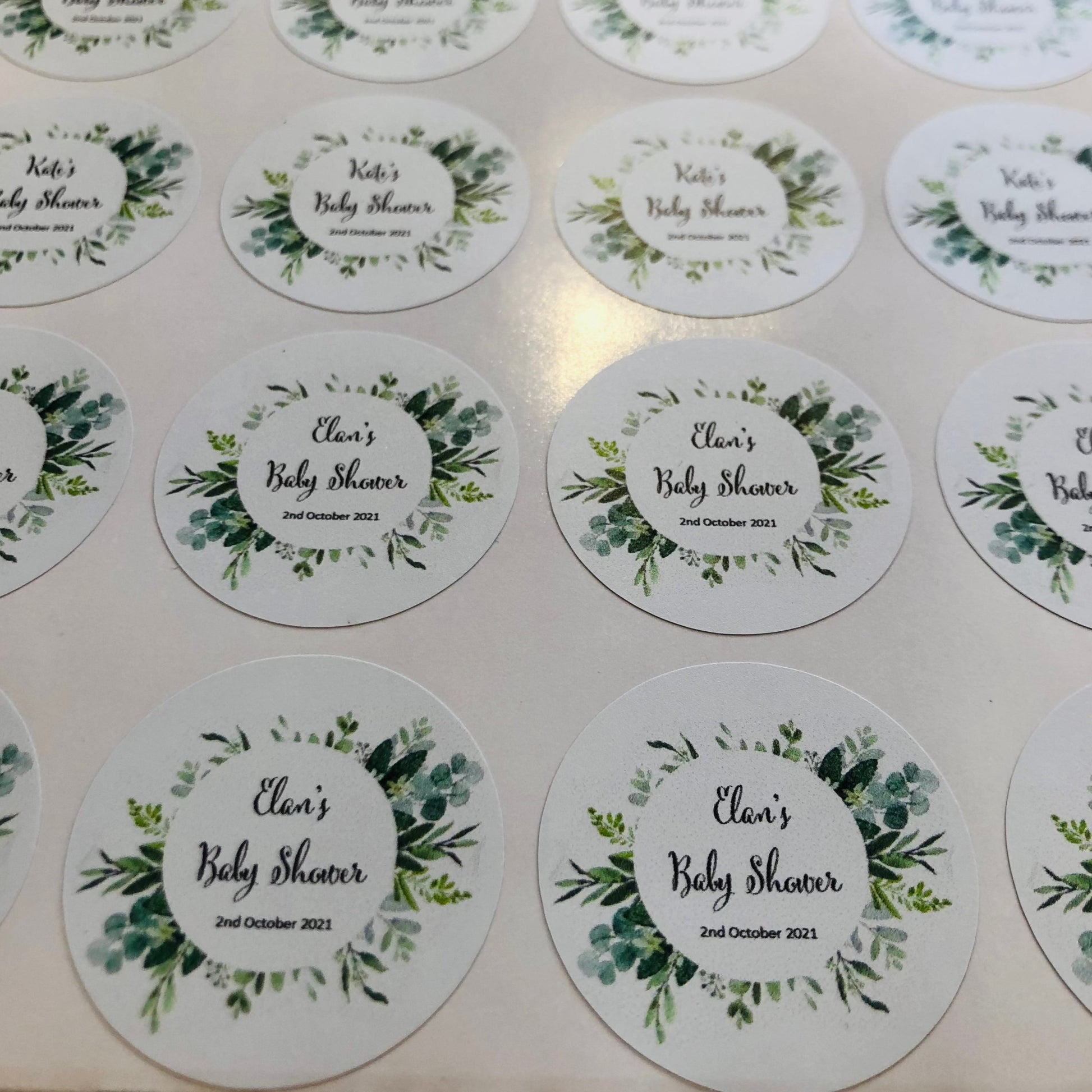 Botanical Baby shower stickers