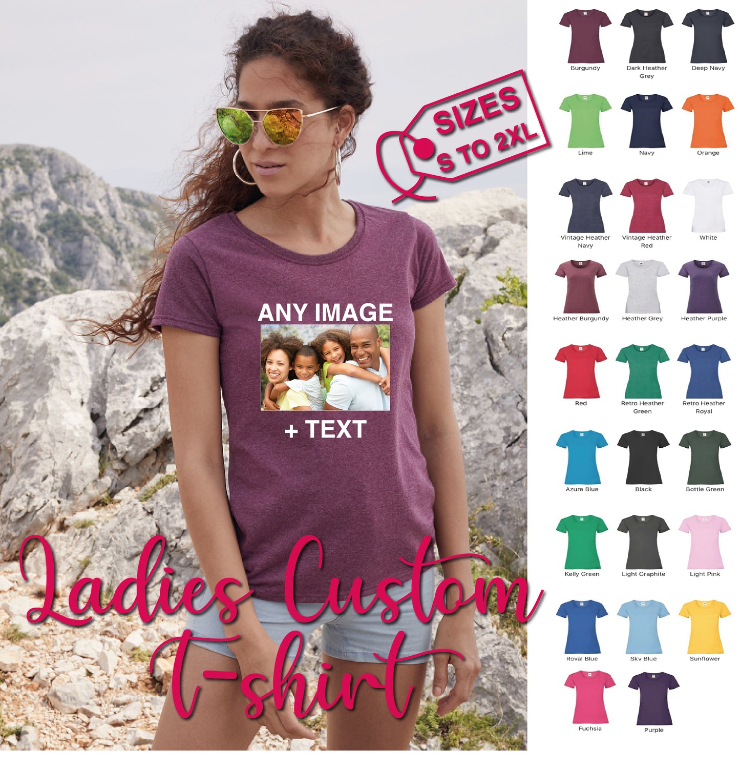 Ladies T-Shirt Printing Image + Text | Birthday, Hen, Holiday T-shirt gift | Custom design