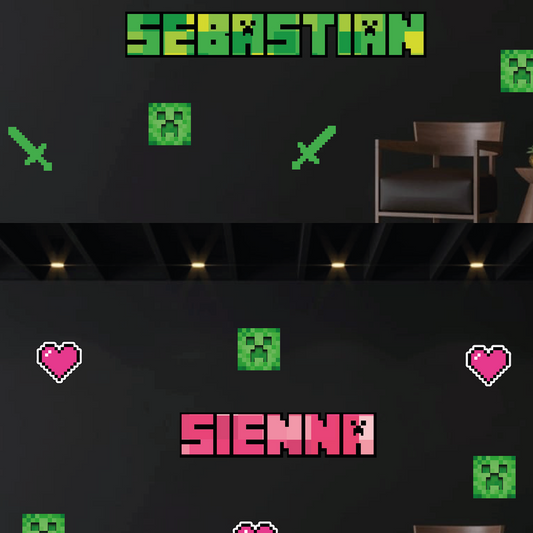Minecraft SKIN Emoji Wall Name Sticker | Bedroom Decor | Kids Teen Bedroom Furniture