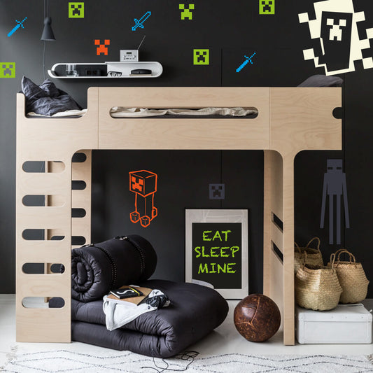 Minecraft PIXELS Endgame Creeper Sticker Bedroom Mural Decal Bundle