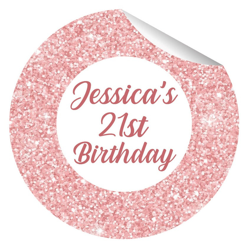 Minimal Hen Night Glitter stickers | Birthday Party | Beauty Salon Labels |  Rose Gold, Champagne, Gold, Pink