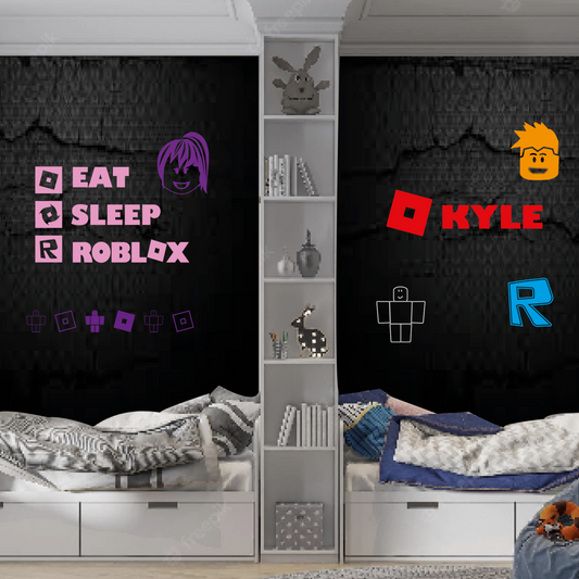 Roblox NOOBS & BOXES Vinyl Stickers | Wall Decals I Bedroom Decor I Kids Teen I Bedroom Furniture Glass Door