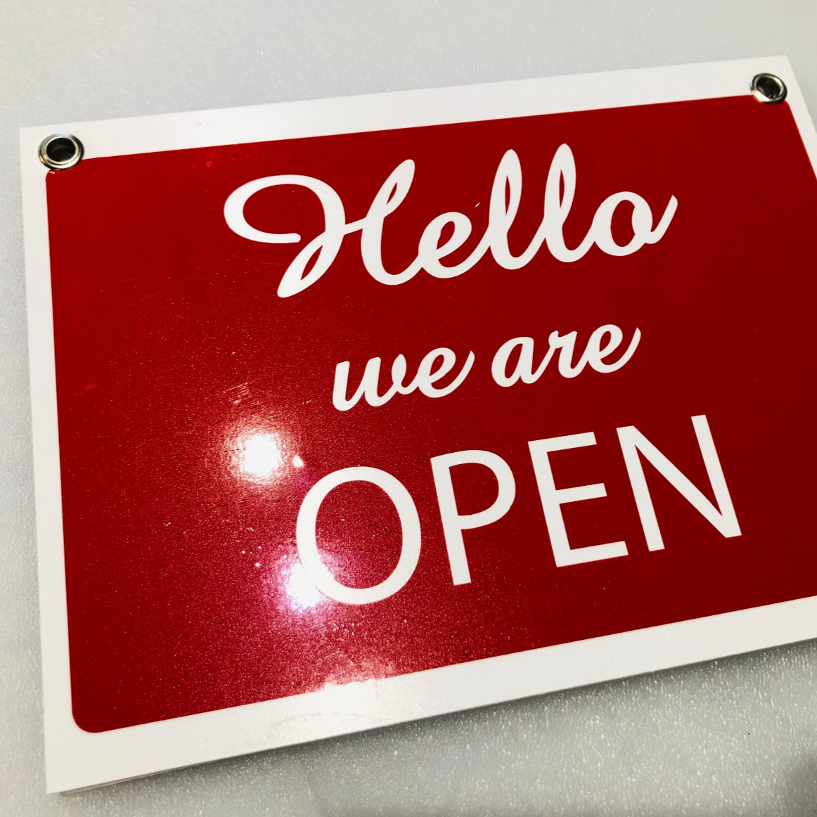 Cherry red open close sign