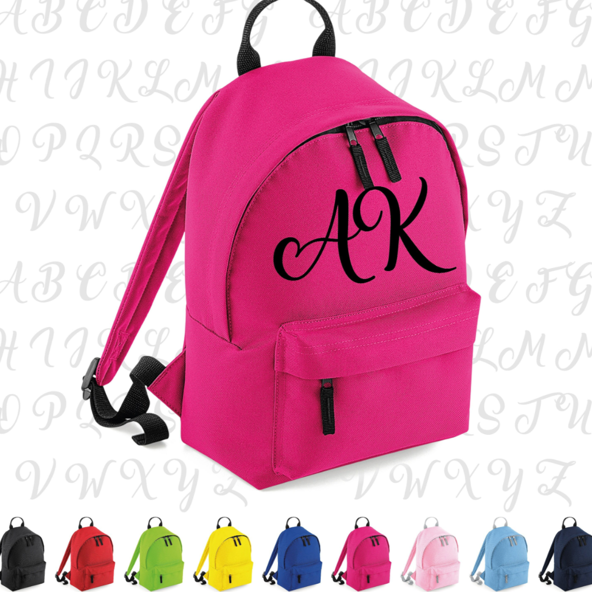 Initials or a Name School Backpack | Small Bag Kids Adult Trip Casual | Unisex style Rucksack PE Kit