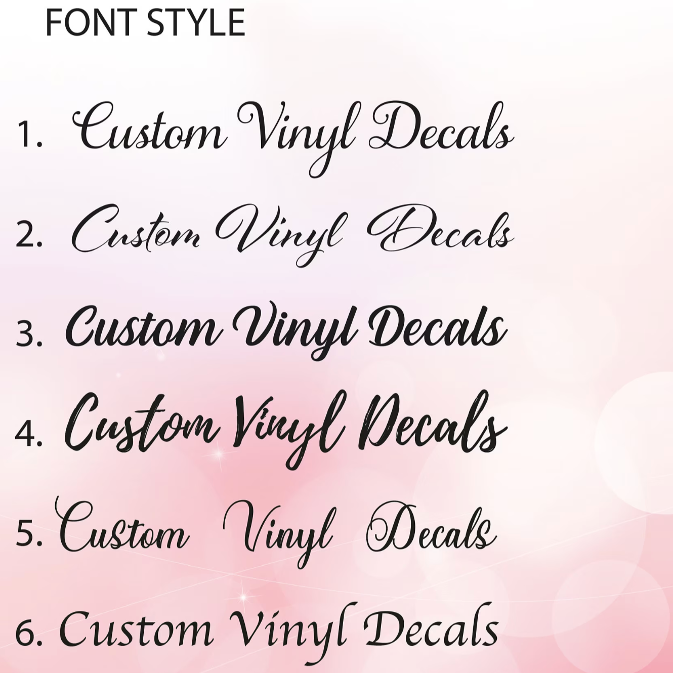 Custom vinyl decals font style