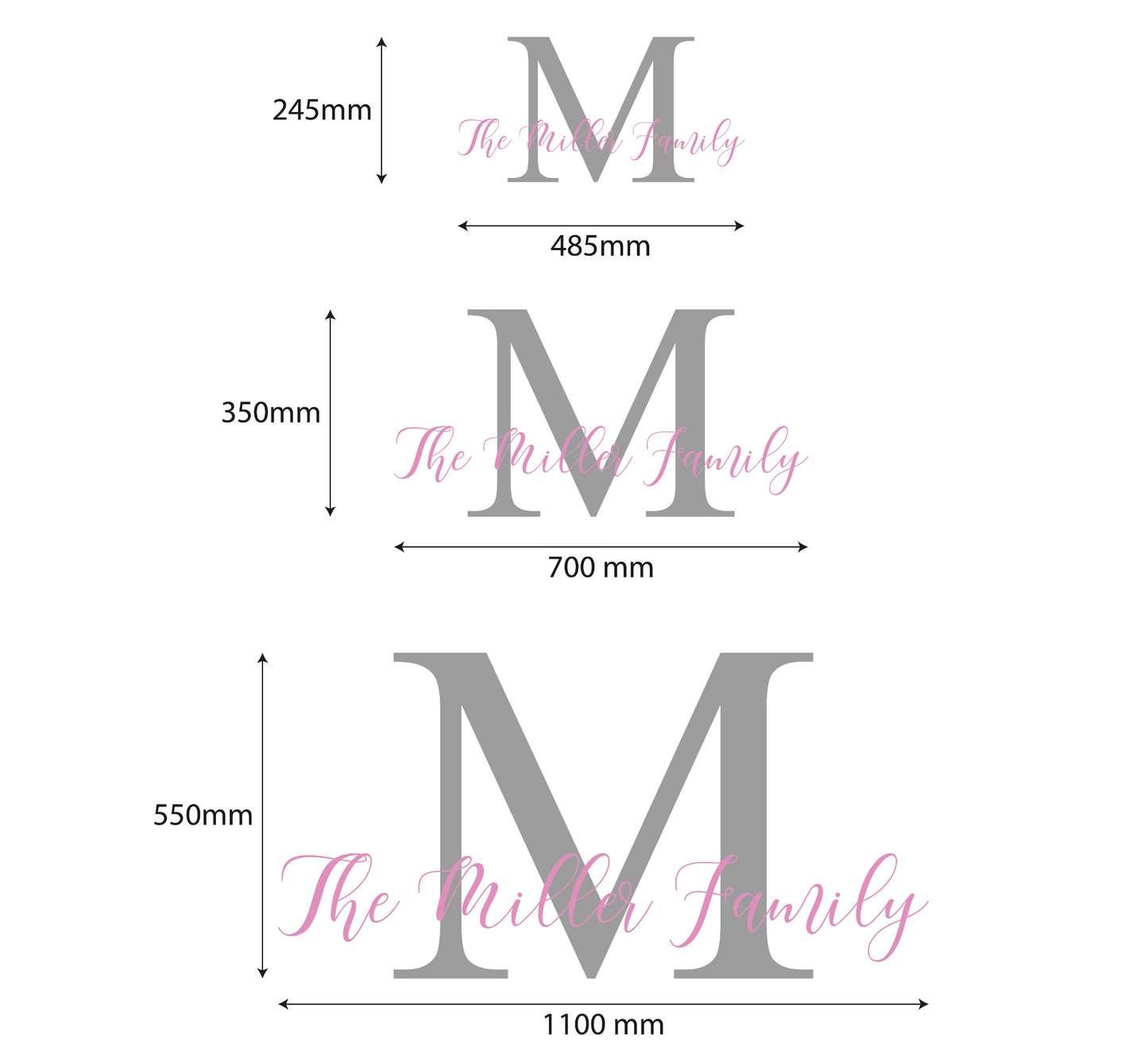 Family Name & Initial Personalised Wall Sticker Living Room Kitchen Vinyl Decal