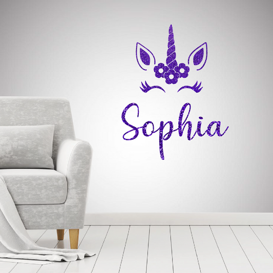 Unicorn + name decal